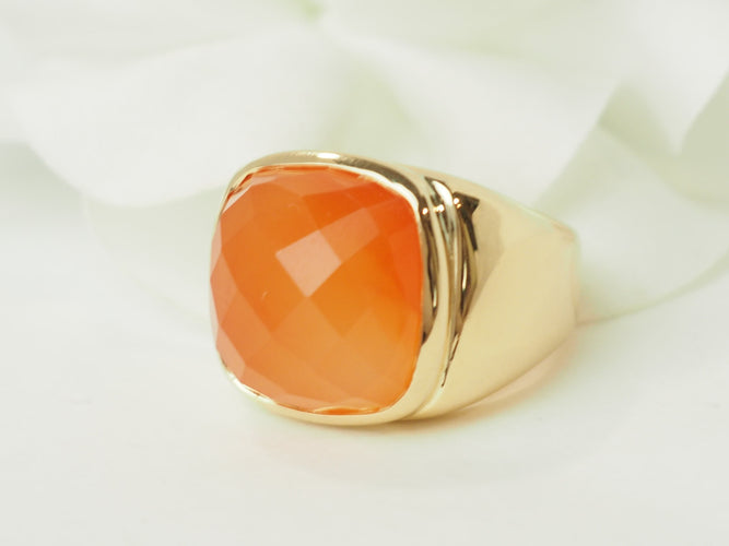 Bague 52 Chevalière - Bague en or jaune et cornaline 58 Facettes 33632
