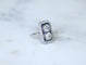 Bague 49 Art Déco - Bague rectangulaire diamants et saphirs calibrés en platine 58 Facettes