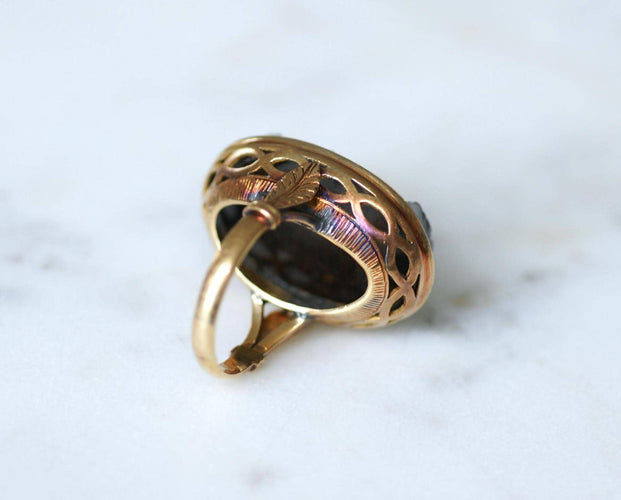 Bague 60.5 Chevalière ancienne camée sardonyx trois couches en or jaune 58 Facettes