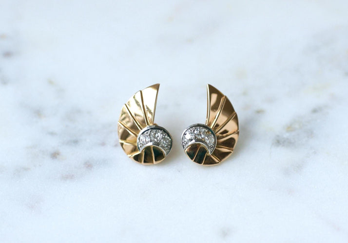 Boucles d'oreilles Boucles d'oreilles coquillage en or rose et diamants 58 Facettes