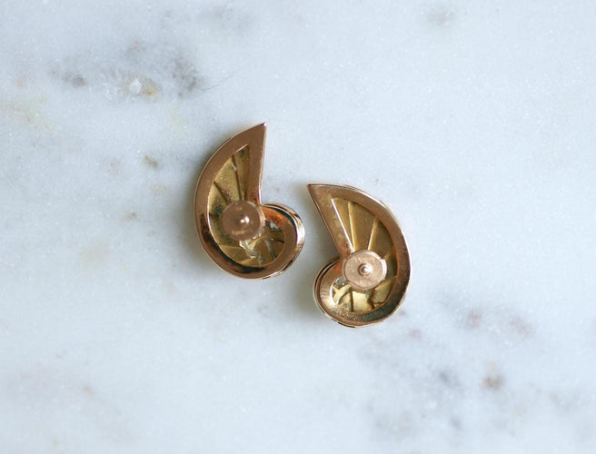 Boucles d'oreilles Boucles d'oreilles coquillage en or rose et diamants 58 Facettes