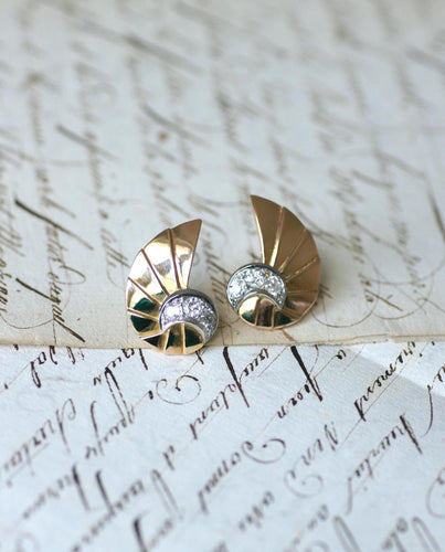 Boucles d'oreilles Boucles d'oreilles coquillage en or rose et diamants 58 Facettes