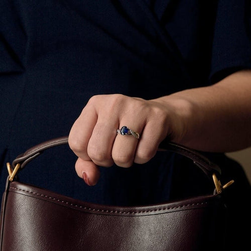 Bague 54 Bague solitaire saphir 1,35 ct en or blanc 18K et diamants 58 Facettes 58FC104