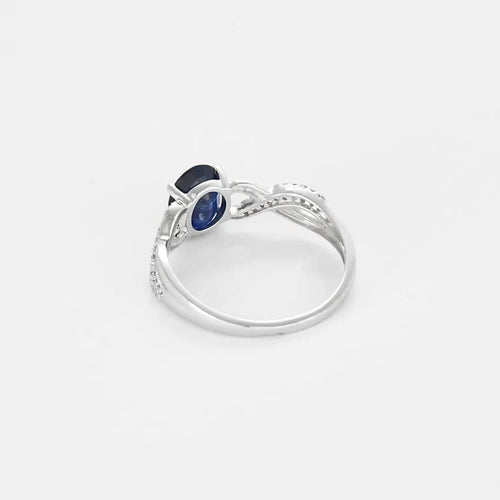 Bague 54 Bague solitaire saphir 1,35 ct en or blanc 18K et diamants 58 Facettes 58FC104