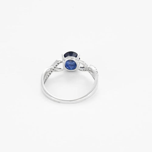 Bague 54 Bague solitaire saphir 1,35 ct en or blanc 18K et diamants 58 Facettes 58FC104