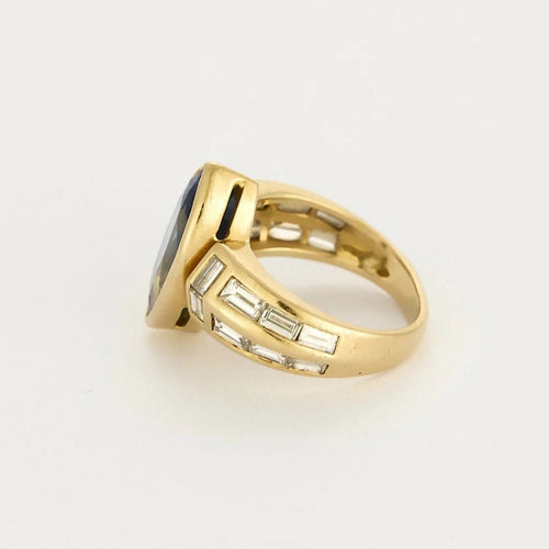 Bague 52 Bague saphir navette 3,50 ct en or jaune et diamants 58 Facettes 58FC137