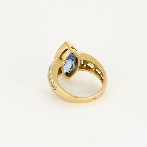 Bague 52 Bague saphir navette 3,50 ct en or jaune et diamants 58 Facettes 58FC137