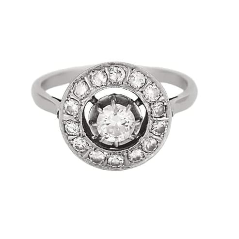 Bague 53 Bague entourage diamants en or blanc 18K et platine 58 Facettes 58FC139