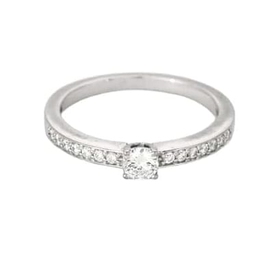 Bague 52.5 Bague solitaire en or blanc 18K avec diamants (0,28 ct) 58 Facettes 58FC155