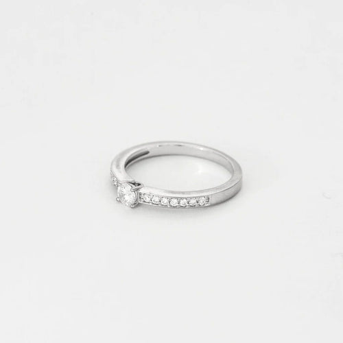 Bague 52.5 Bague solitaire en or blanc 18K avec diamants (0,28 ct) 58 Facettes 58FC155