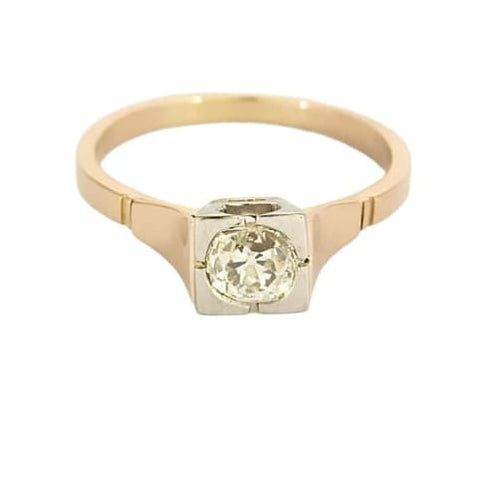 Bague 62 Bague solitaire en or jaune et or blanc avec diamant 0,75 ct 58 Facettes 58FC165