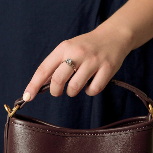 Bague 54 Bague solitaire en or blanc 18K et platine avec diamant 0,75 ct 58 Facettes 58FC166