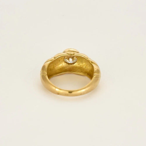 Bague 50 Bague jonc matelassée en or jaune 18 carats et diamant 0,75 ct 58 Facettes 58FC167