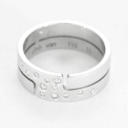 Bague 53 Dinh Van Seventies - Bague moyen modèle en or blanc 18K et diamants 58 Facettes 58FC102