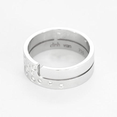 Bague 53 Dinh Van Seventies - Bague moyen modèle en or blanc 18K et diamants 58 Facettes 58FC102