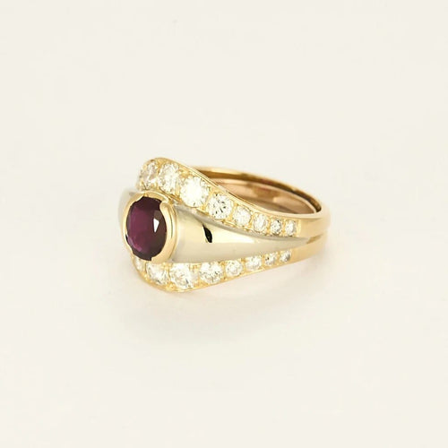 Bague 51 Bague bandeau rubis 0,90 ct en or jaune et or blanc 58 Facettes 58FC127
