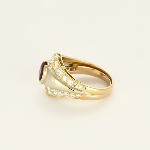 Bague 51 Bague bandeau rubis 0,90 ct en or jaune et or blanc 58 Facettes 58FC127