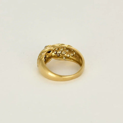 Bague 50 Bague nœud en or jaune 18K avec saphir cabochon et diamants 58 Facettes 58FC132