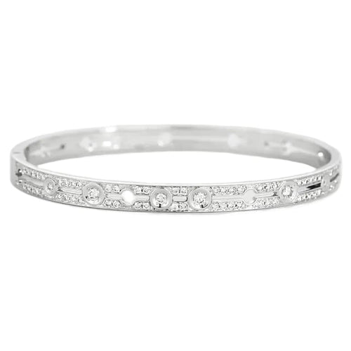 Bracelet Dinh Van Pulse - Bracelet rigide en or blanc pavé de diamants 58 Facettes 58FC161