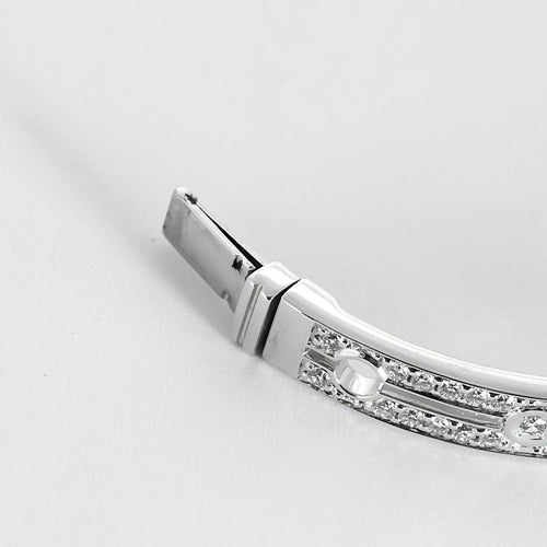 Bracelet Dinh Van Pulse - Bracelet rigide en or blanc pavé de diamants 58 Facettes 58FC161