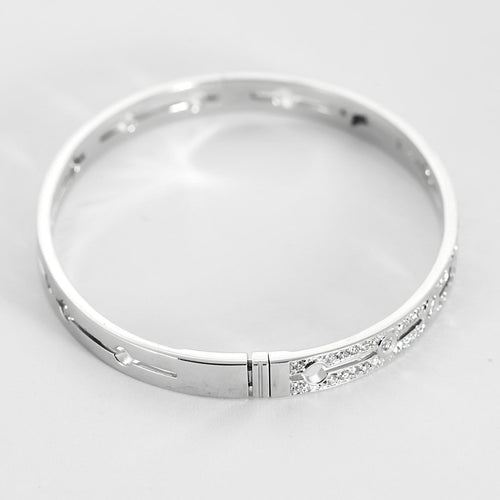 Bracelet Dinh Van Pulse - Bracelet rigide en or blanc pavé de diamants 58 Facettes 58FC161