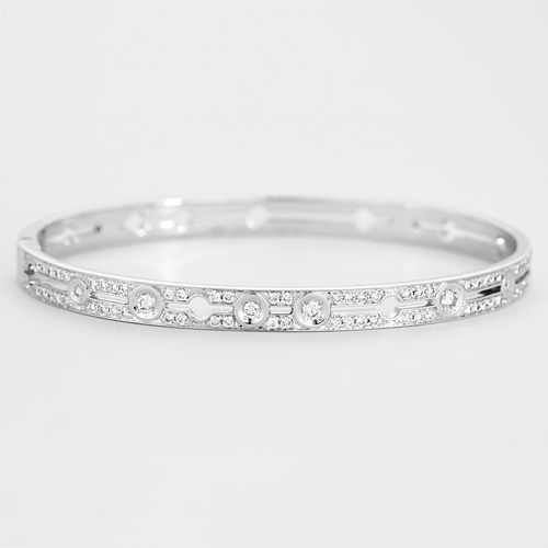 Bracelet Dinh Van Pulse - Bracelet rigide en or blanc pavé de diamants 58 Facettes 58FC161