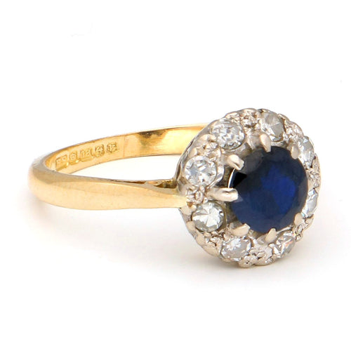 Bague 53 Bague à entourage en or jaune et blanc 18k, saphir et diamants 58 Facettes EE8563BA34EE40D6BFFF145C5731449E