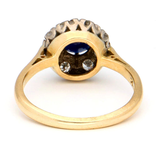 Bague 53 Bague à entourage en or jaune et blanc 18k, saphir et diamants 58 Facettes EE8563BA34EE40D6BFFF145C5731449E