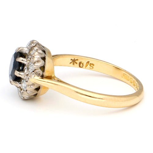 Bague 53 Bague à entourage en or jaune et blanc 18k, saphir et diamants 58 Facettes EE8563BA34EE40D6BFFF145C5731449E