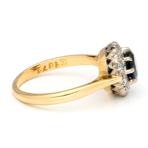 Bague 53 Bague à entourage en or jaune et blanc 18k, saphir et diamants 58 Facettes EE8563BA34EE40D6BFFF145C5731449E