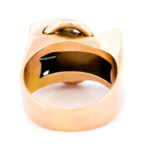 Bague 54.5 Bague tank rétro en or 14k, rubis et diamants 58 Facettes AE57BAE41CA344DDBF1C217207860792