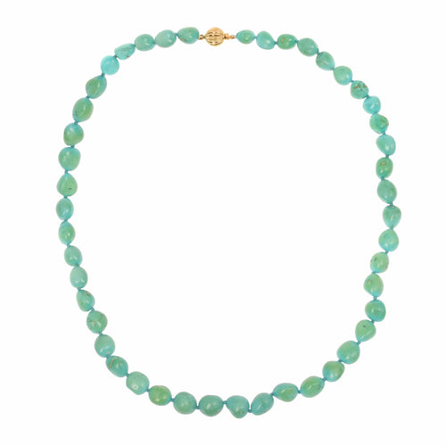 Collier Collier de perles de turquoise en or jaune 18 carats 58 Facettes C169