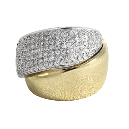 Bague 55 Bague croisée en or jaune, or gris et diamants 58 Facettes OC-61E00502