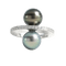 Bague 52 Bague Toi et Moi en or gris, perles de Tahiti et diamants 58 Facettes OC-61400041