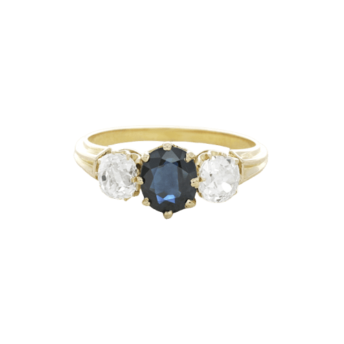 Bague 54 Bague trilogie en or jaune, saphir de Siam et diamants 58 Facettes OC-61100175