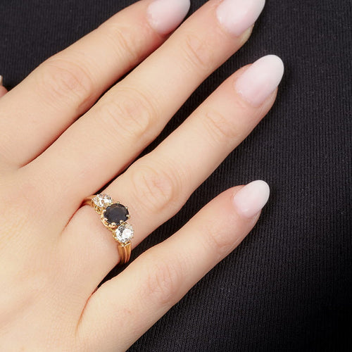 Bague 54 Bague - Saphir de Siam et diamants en or jaune 58 Facettes OC-61100175