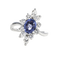 Marquise Ring in White Gold, Sapphire and Diamonds 