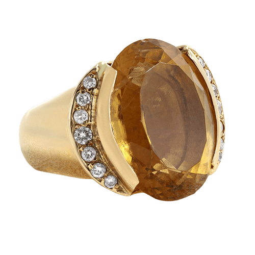 Ring aus Gelbgold, Citrin und Diamanten 