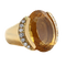 Anillo de oro amarillo, citrina y diamantes 