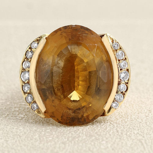 Bague 51 Bague - Citrine et diamants en or jaune 18 carats 58 Facettes OC-61H00026
