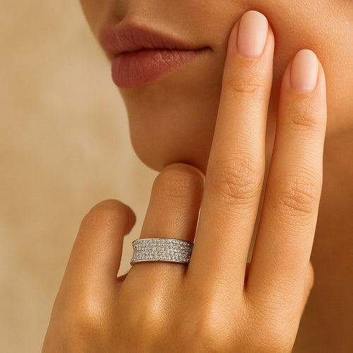 Bague 54 Alliance tour complet - Bague en or blanc et diamants 58 Facettes OC-61E00505
