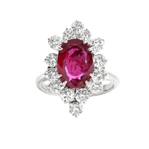 Bague 50 Bague en or blanc avec rubis du Siam et diamants 58 Facettes OC-61600017