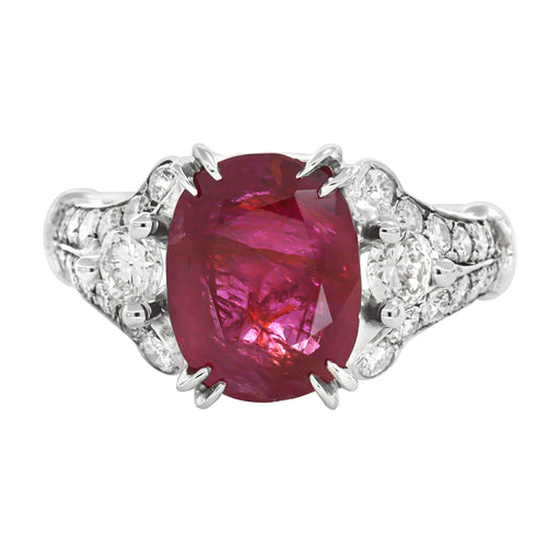 Bague Bague en or gris, rubis non chauffé et diamants 58 Facettes OC-61200080