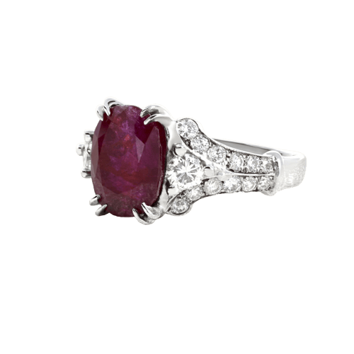 Bague Bague Or Gris, Rubis Non Chauffé et Diamants 58 Facettes OC-61200080