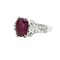 Ring i hvitt gull, ubehandlet rubin og diamanter 