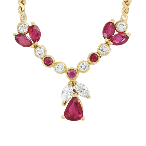 Collier Collier - Collier rubis et diamants en or jaune 58 Facettes OC-63700135