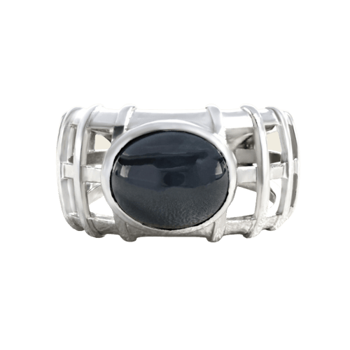 Bague 61 Bague grille en or gris et saphir 58 Facettes 61A00018