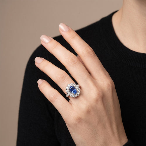 Bague 51 Pompadour - Bague en or gris saphir et diamants 58 Facettes 61100164