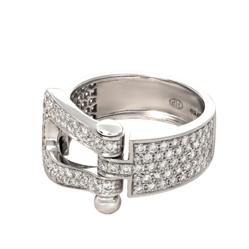 Bague 52 Fred Force 10 - Bague grand modèle en or blanc et diamants 58 Facettes 61E00487