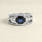 Ring i hvitt gull, safir og diamanter 